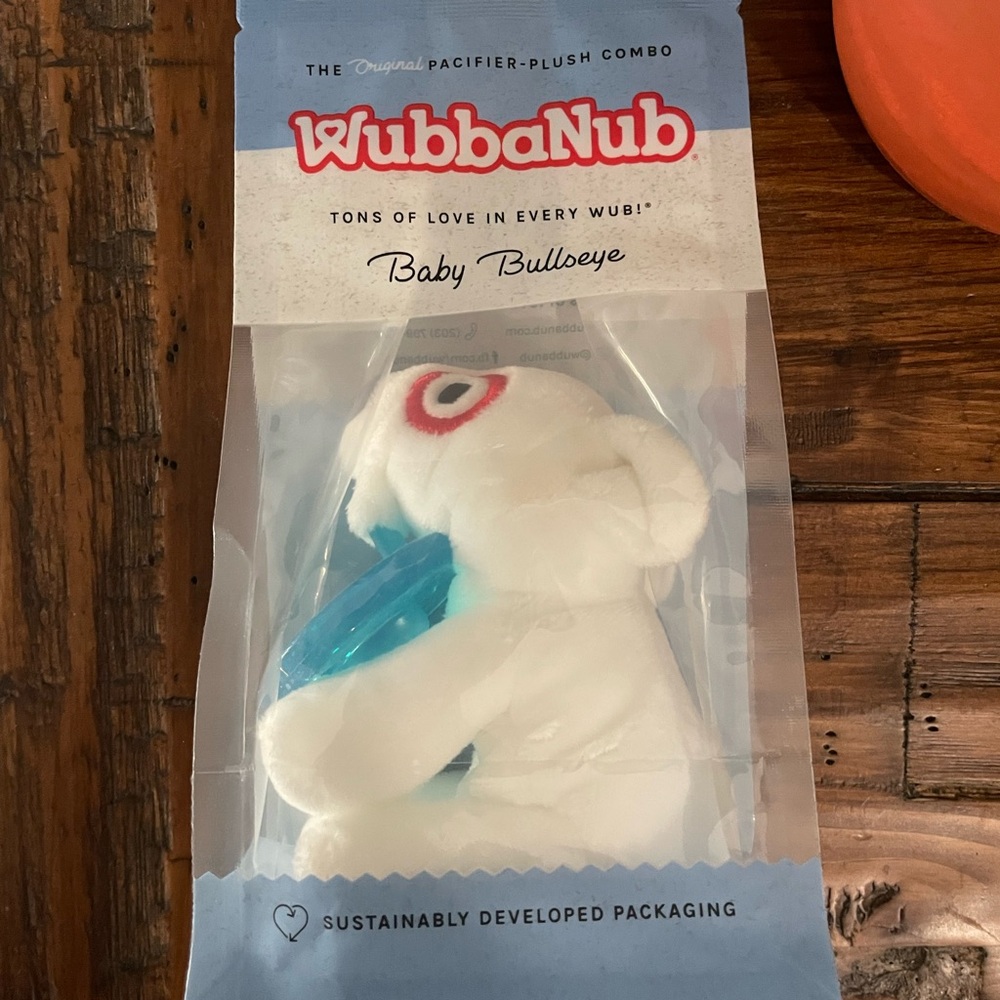 Baby Bullseye Pacifier Plush - White and Blue